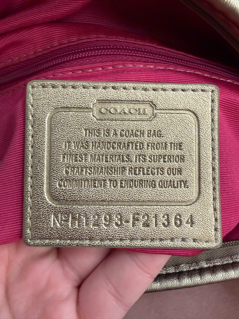 Coach Vintage Peyton Tattersall Tote cream and plaid design with gold detailing - Picture 12 of 16